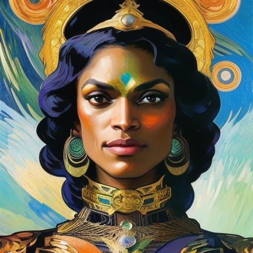 “rosario Dawson” As A Gorgeous Sci-fi Warrior Princess Painted In The 