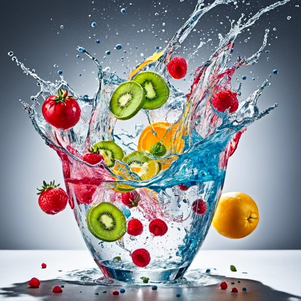 <lora:Dropsplash:1.5>splash liquid water, bubbles, juice and luminous light