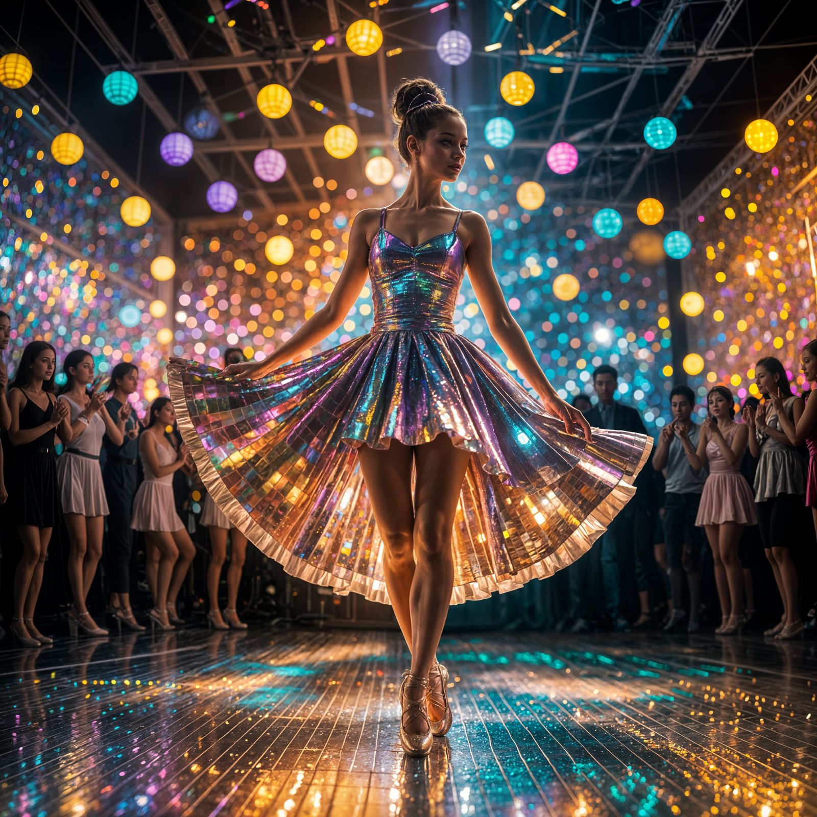Ballerina Disco Diva on a Sparkling Multi-Color Dance Floor.   by @Caveman