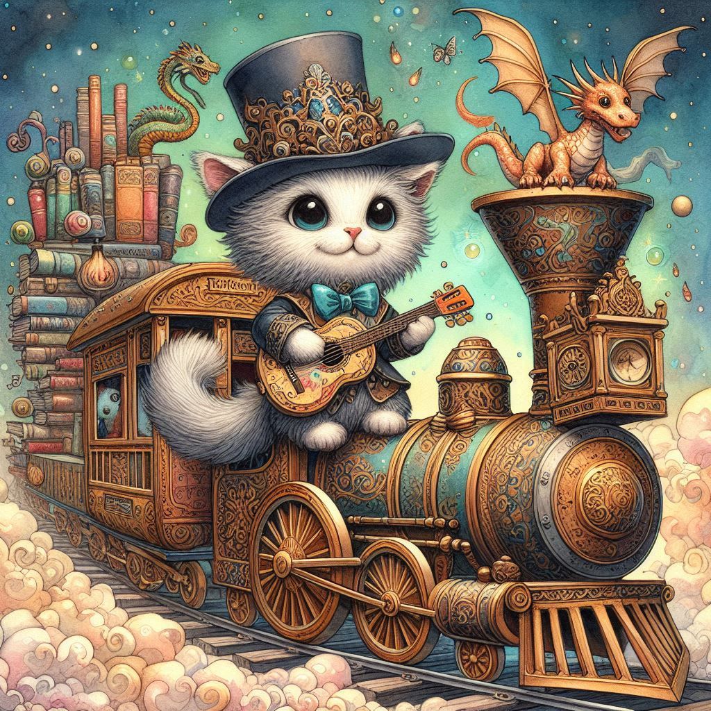 Magical Kitty Library Traveling Train