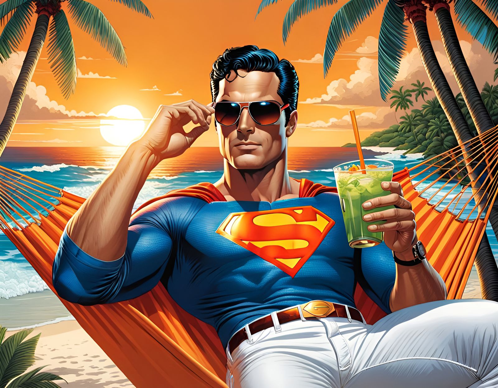 A gorgeous Superman relaxing on vacation   by @Cate