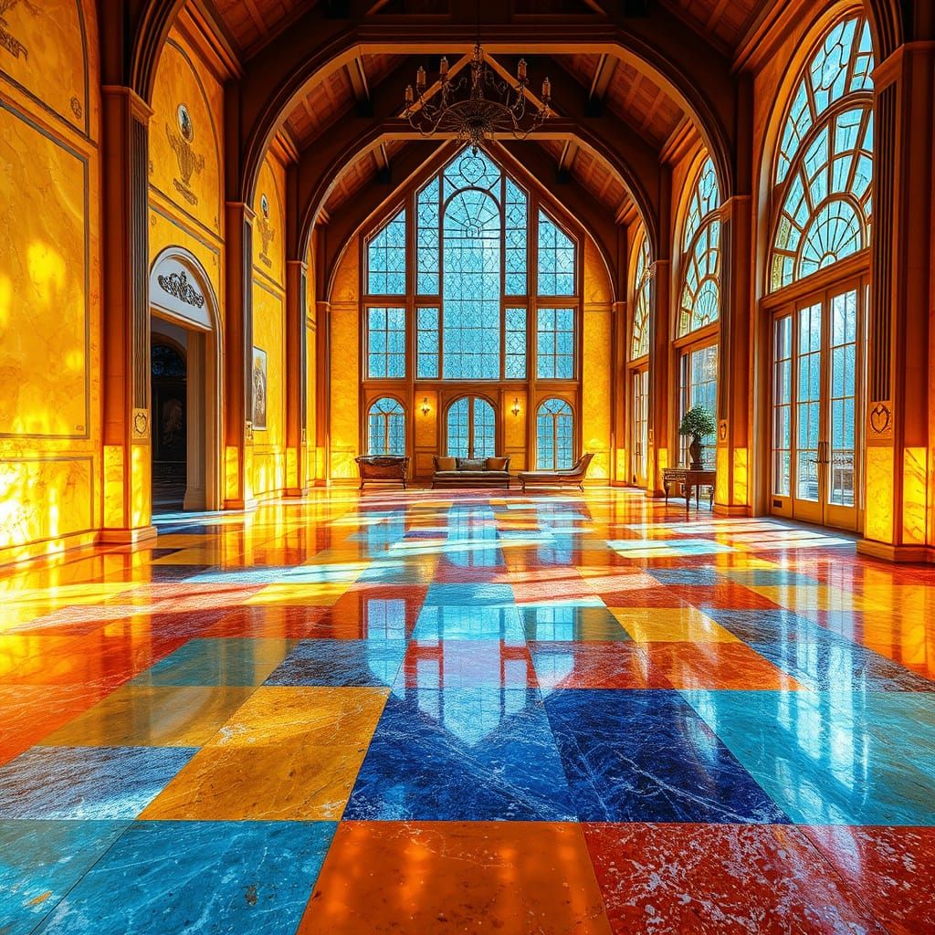 Giant Crystal Tile Home Interior in Hyperrealistic Digital A...