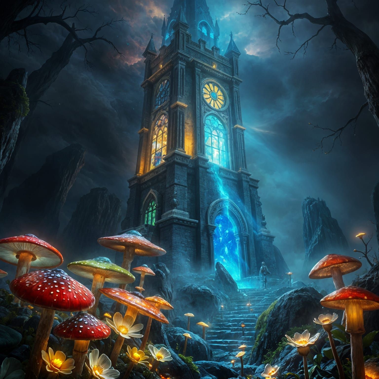 A magical tower in the Underdark  by @Sileas