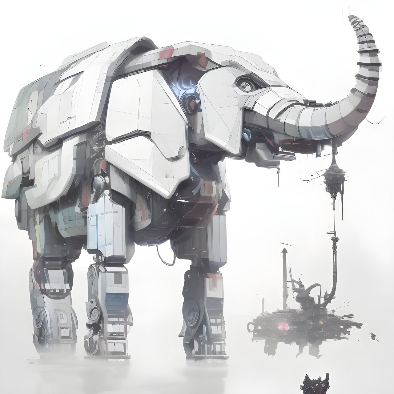 Elephant mecha - 3D rendering - AI Generated Artwork - NightCafe Creator