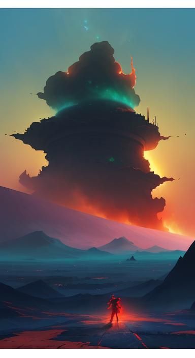 Sandstorm erupts, revealing a hand holding a glowing artifac...