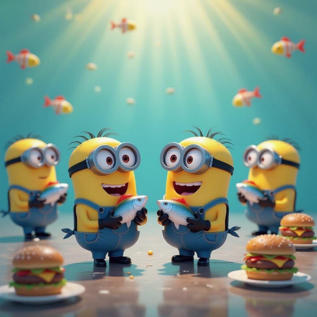Minions Feast on Fish: 3D Cartoon Adventure