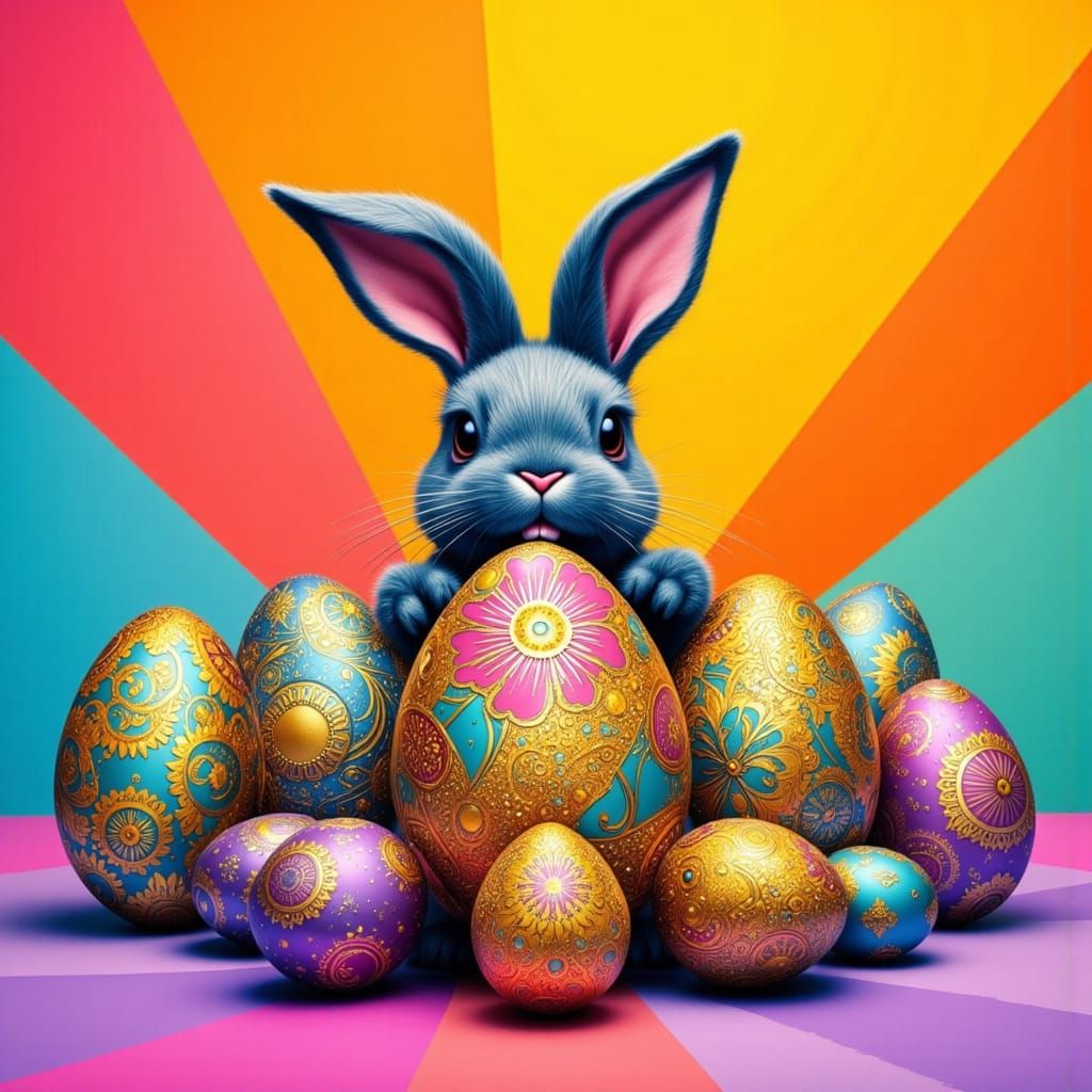 Easter Bunny Poses Proudly With Eggs Before Hiding Them