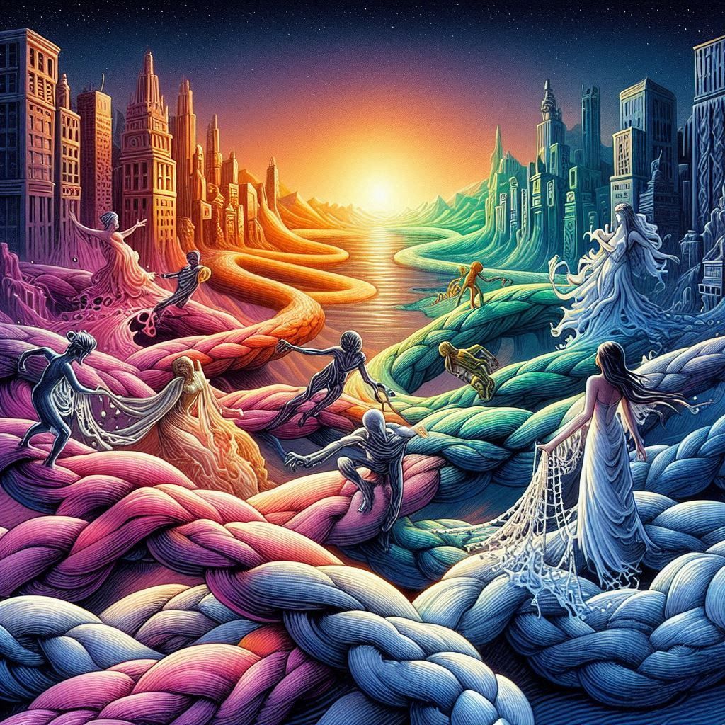 The chains are velvet, soft and sweet, Wrapped in colors, in every street. We choose our paths with careful grace, But a...