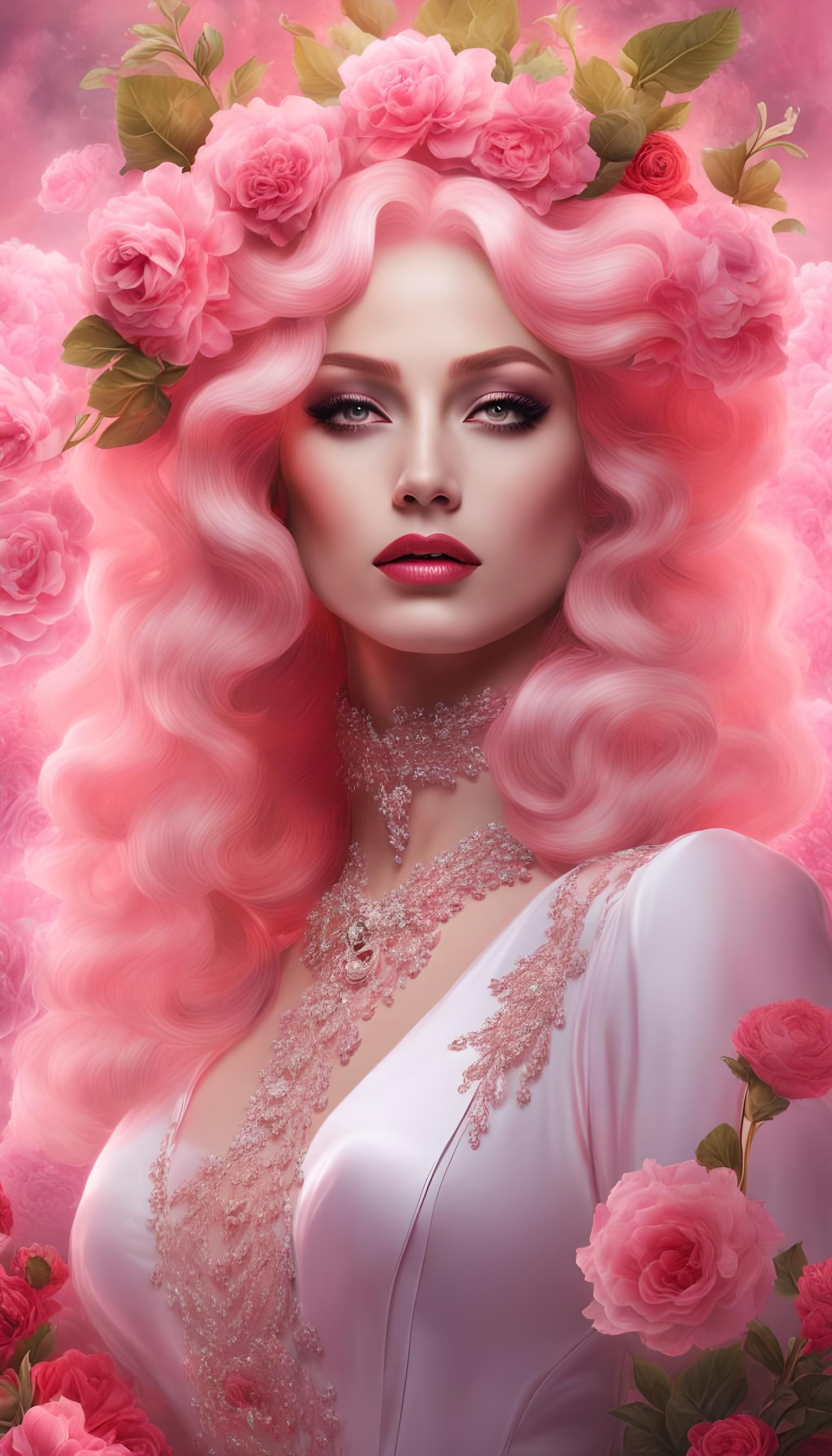 Portrait Of a young gothic high fashion glam model With wavy Hair ...