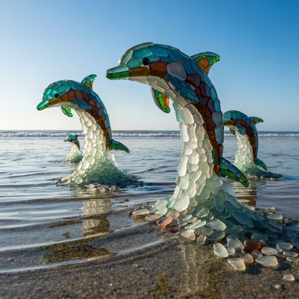 Sea glass dolfins.  by @Hannah