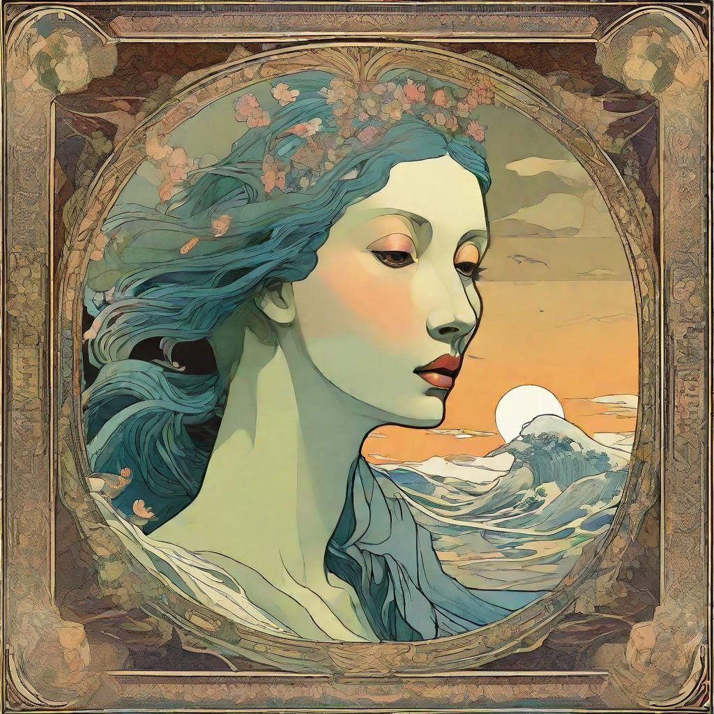 Ukiyo e Eldritch art deco trending on Artstation Alphonse Mucha