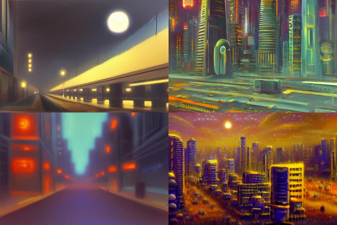 Sci-fi city in the style of Tonalism