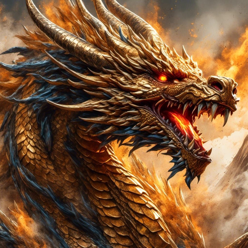 Legendary Golden Dragon of the Lychtine Mountains