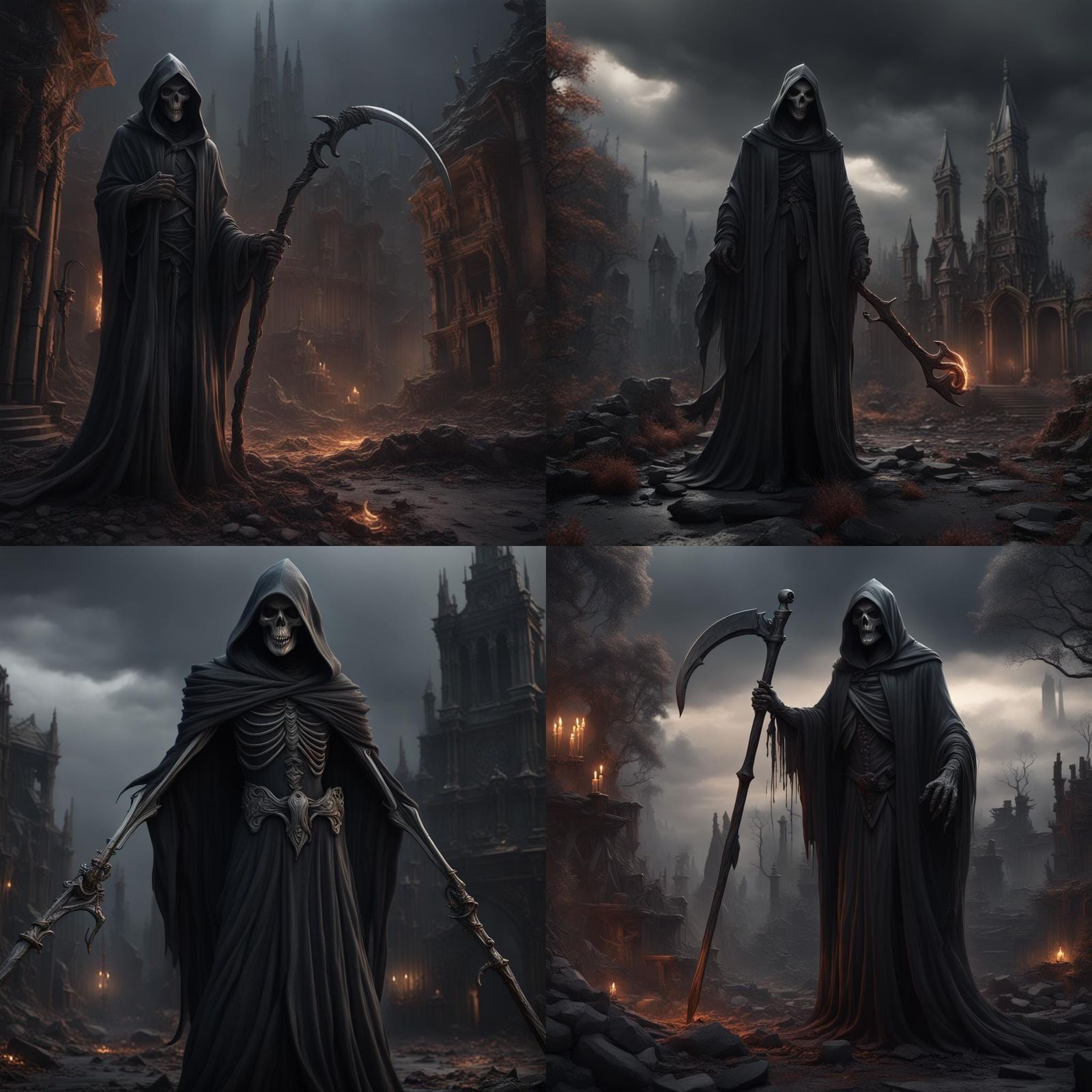 the Grim Reaper Sometimes, shades of dark gray or charcoal are used to ...