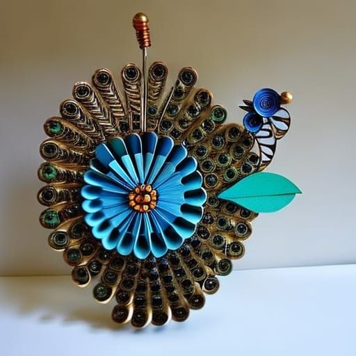 Peacock of Metal and bottle caps 8