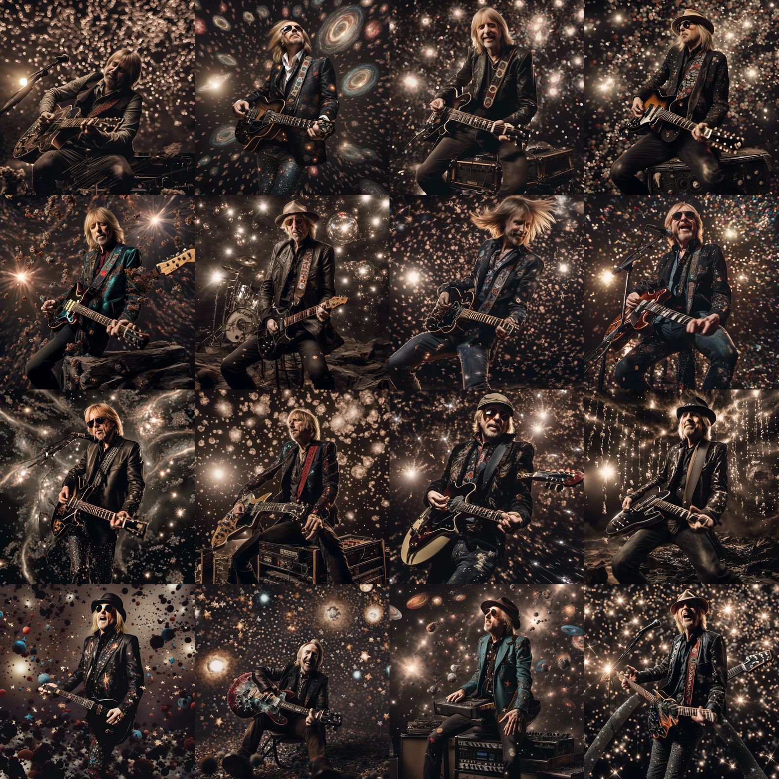 Tom Petty falling through outer space some motion blur AI Generated