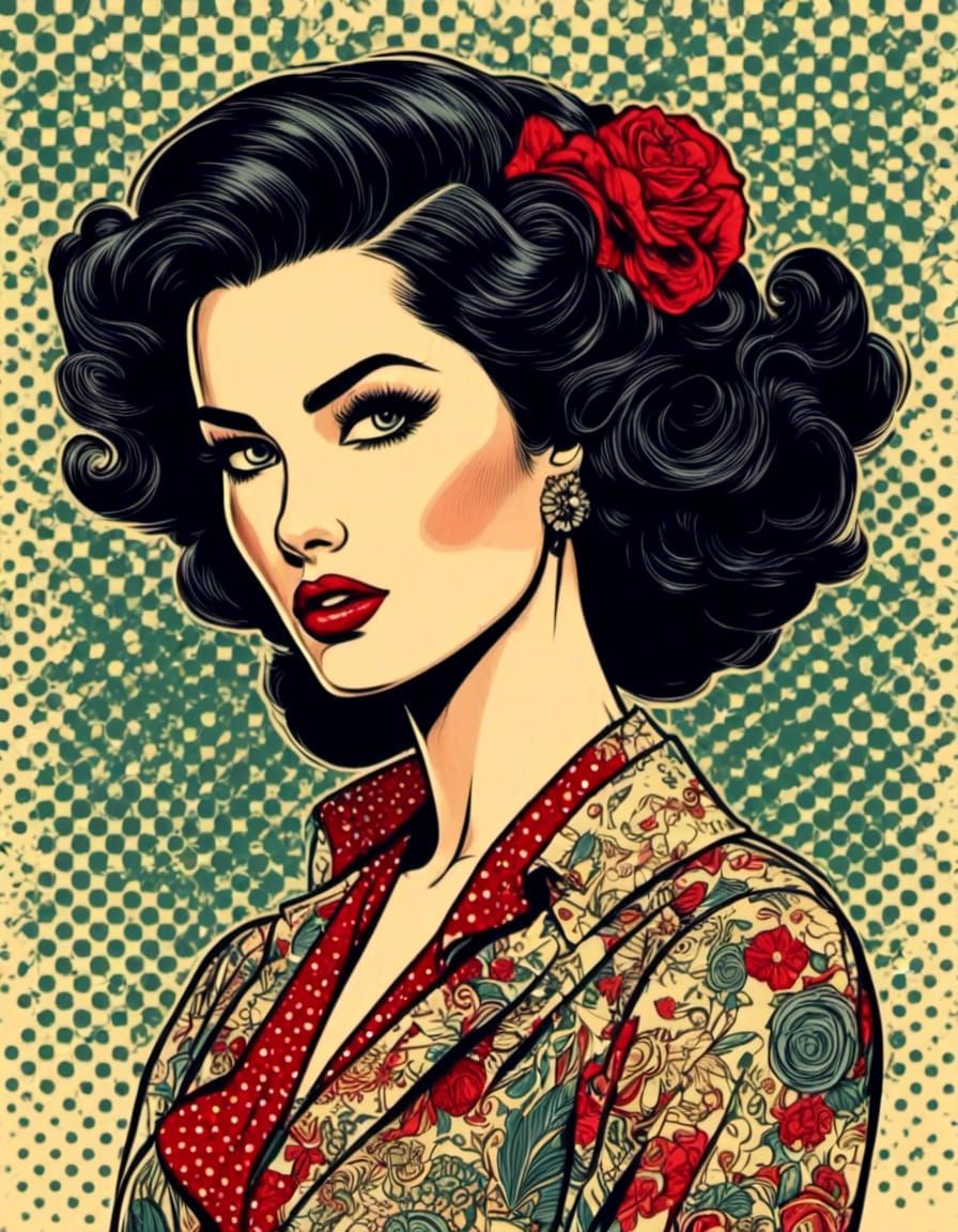  <lora:40s pop fusion:1.0> woman with black hair 