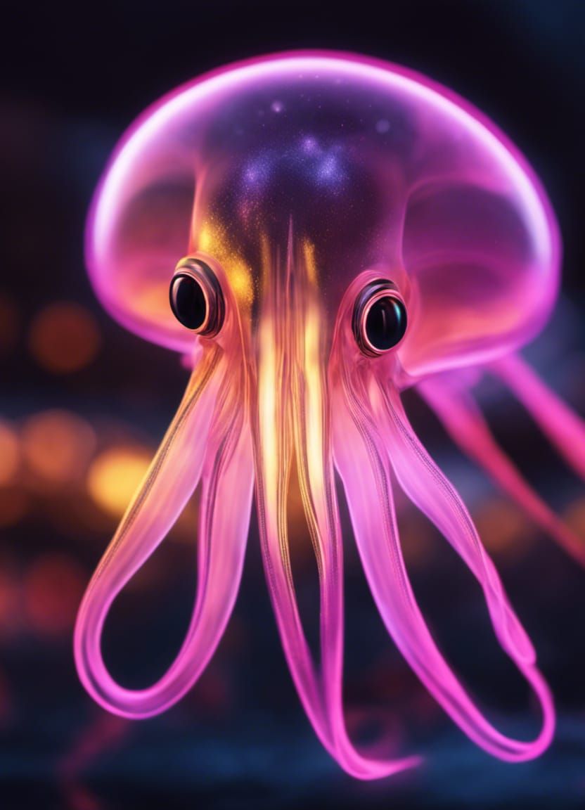 Bioluminescent Squid - AI Generated Artwork - NightCafe Creator