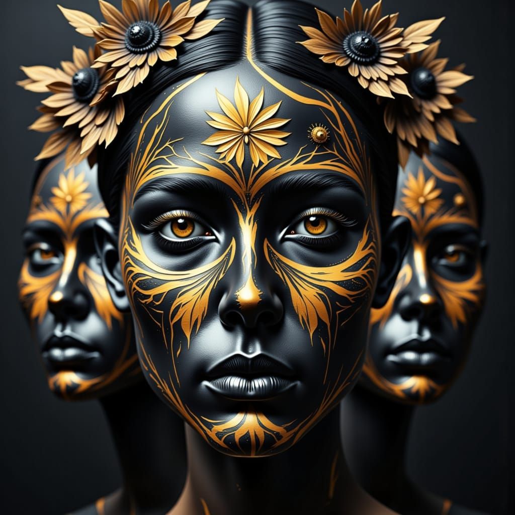 <lora:Golden Shadows:1.0> Dia De Los Muertos Sugar Sugar Skull  Make Up