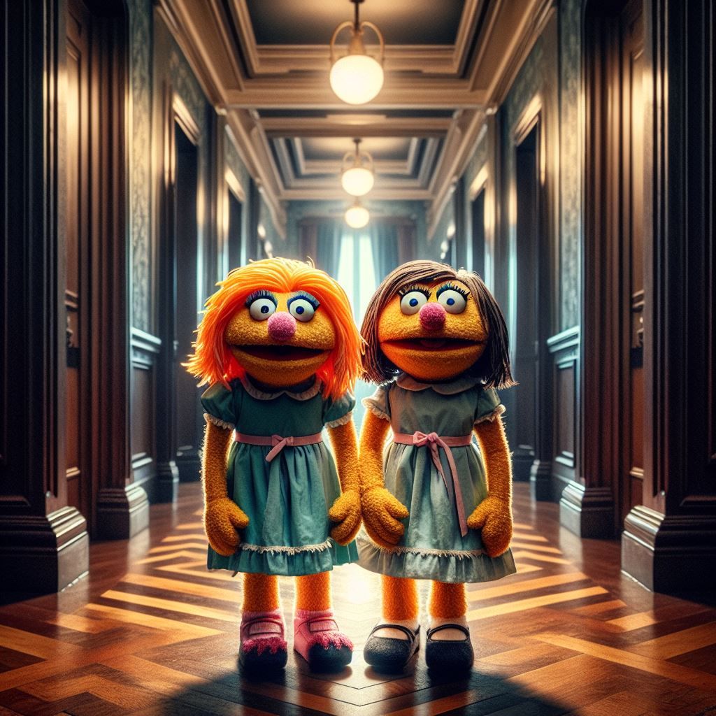The Twins from the Shining (Lisa and Louise Burns) as Muppet...