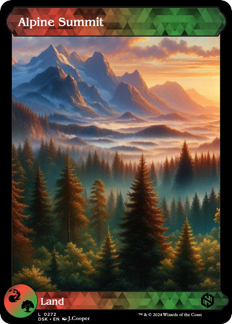 My own MTG set land cards - Alpine Summit