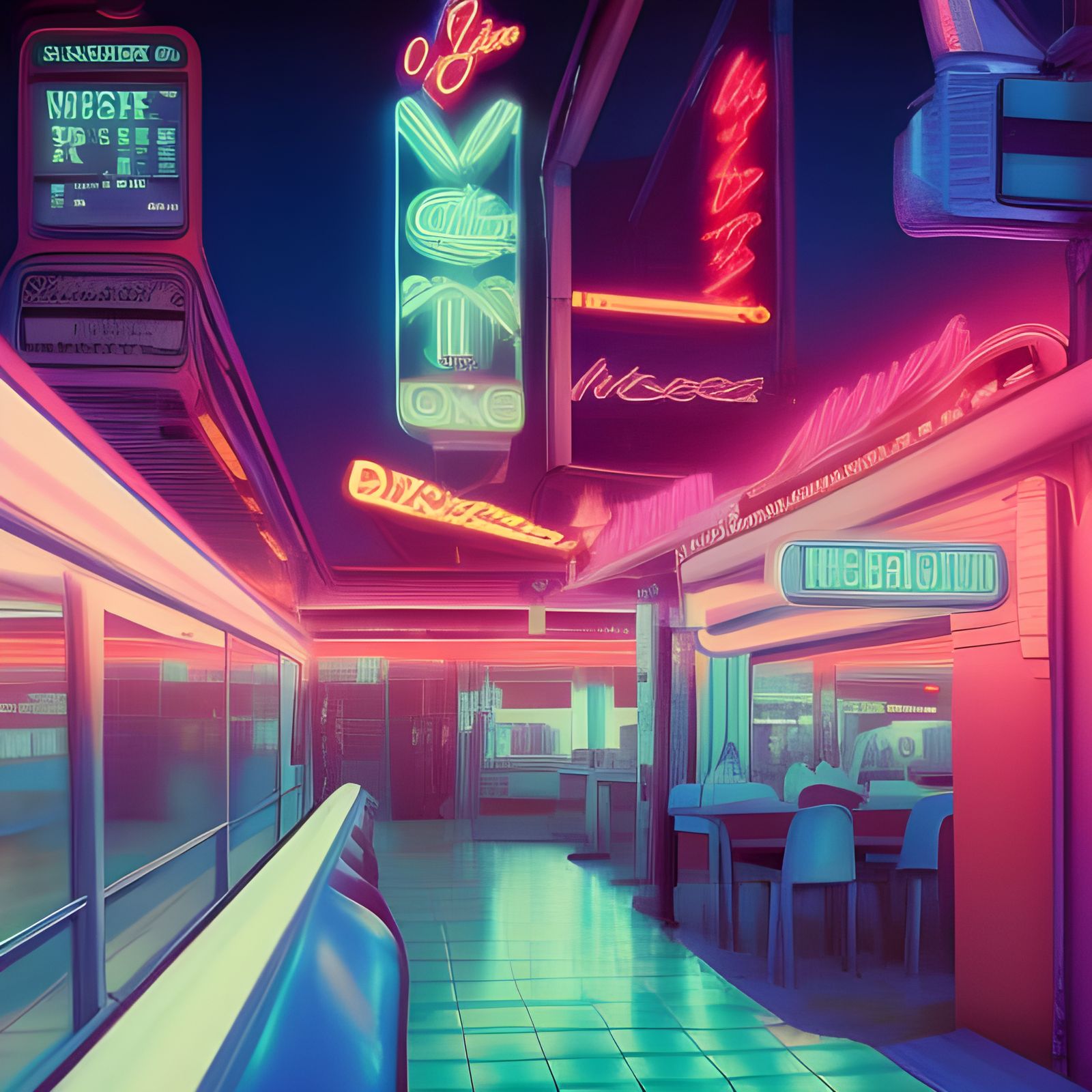 Retro Diner at Night - AI Generated Artwork - NightCafe Creator