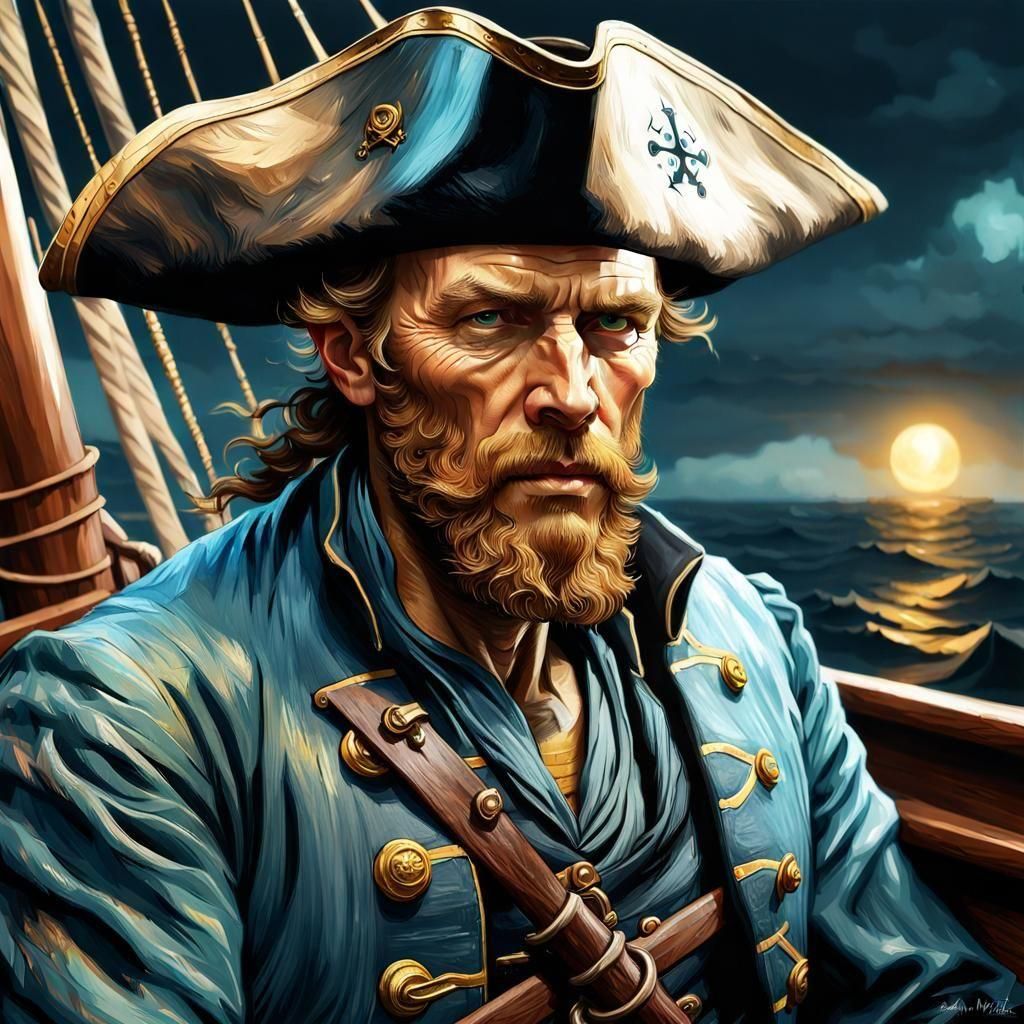 Photorealistic Portrait of Vincent Van Gogh dressed as a pirate on a ...