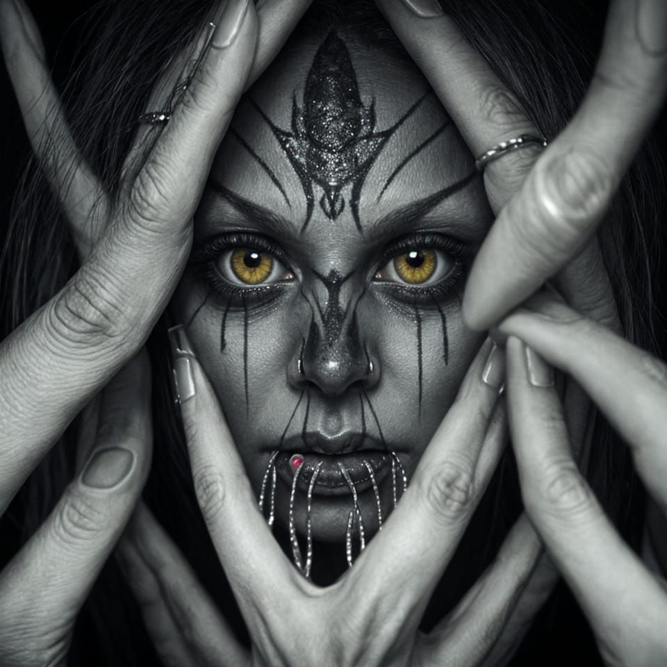 Menacing Evil Eye Surrounded by Smaller Eyes