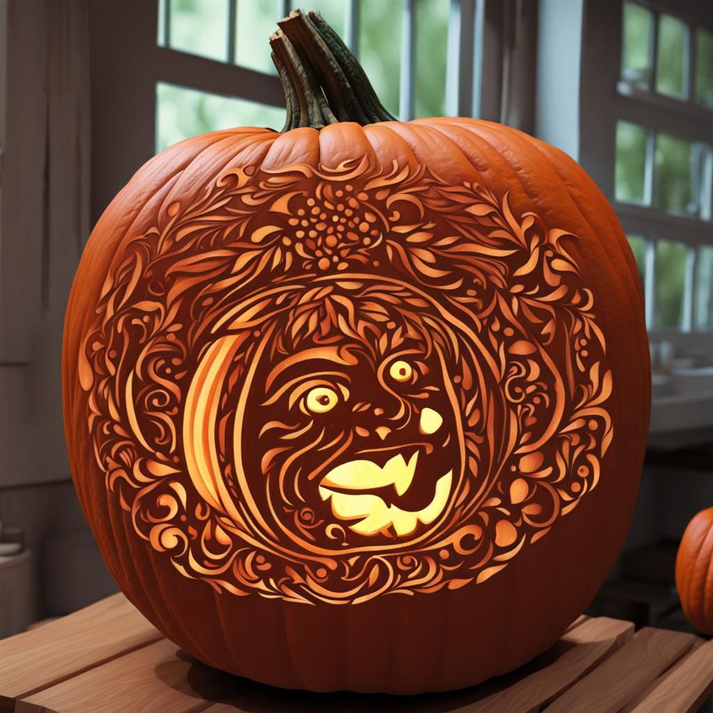 Master pumpkin carving beautiful - AI Generated Artwork - NightCafe Creator