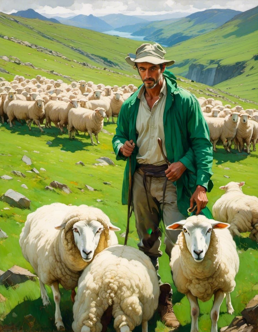 an Irish shepherd  <lora:Male portrait:1.0> , 