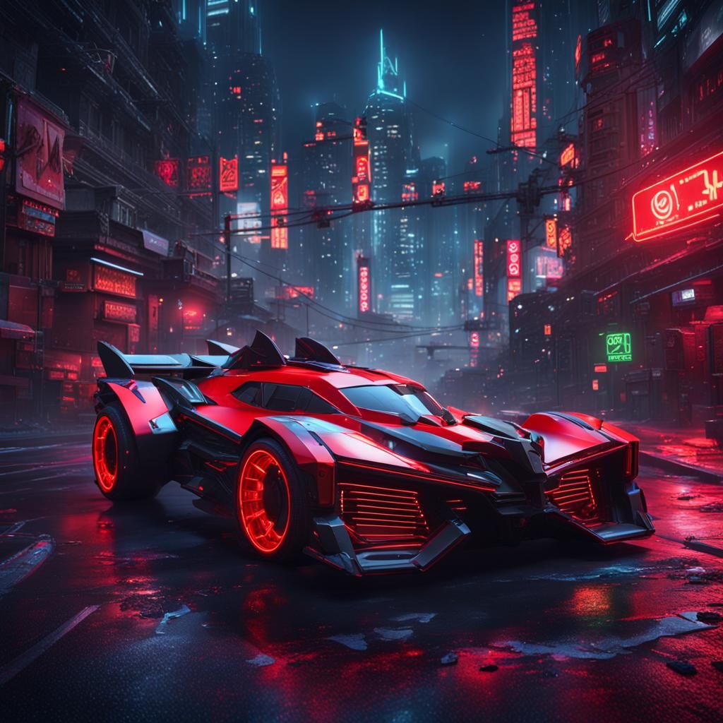 cyberpunk batmobile, GT car, slash Batmobile aggressive desi...