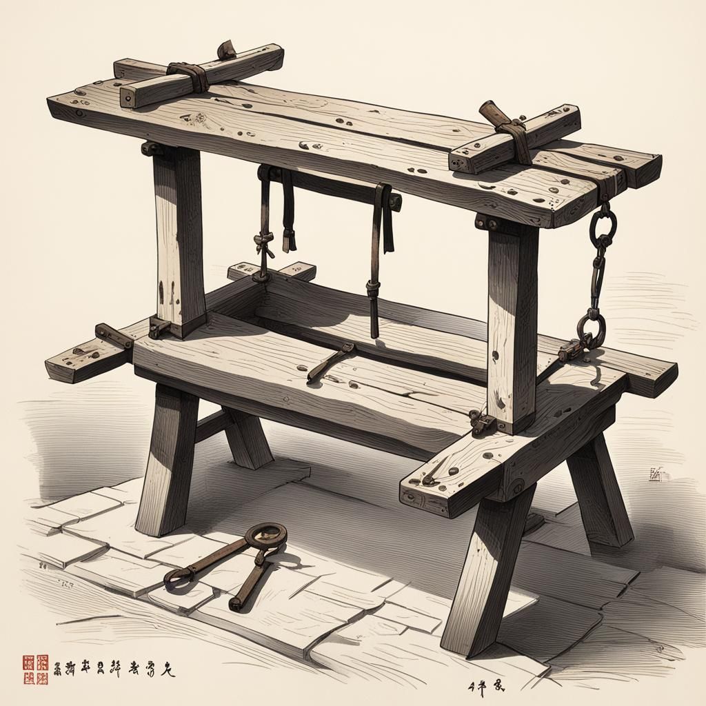 Ancient Wooden Yoke: Torture Device in High Detail
