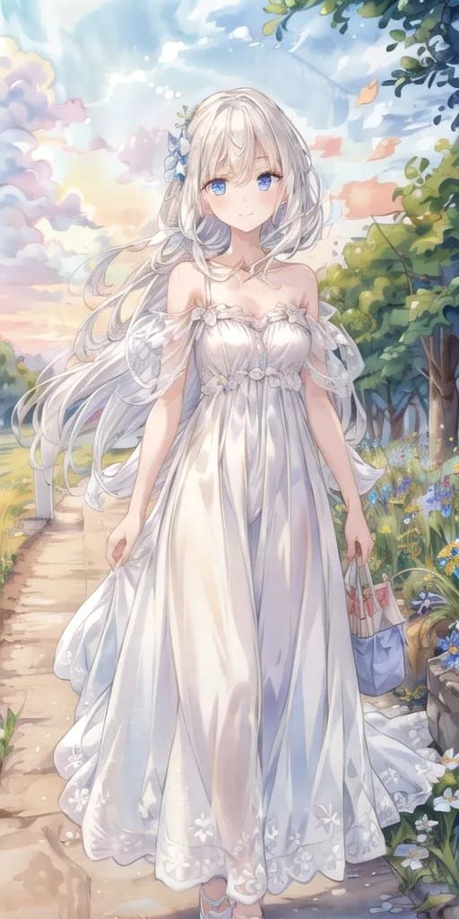 Ashe walking in the flower field