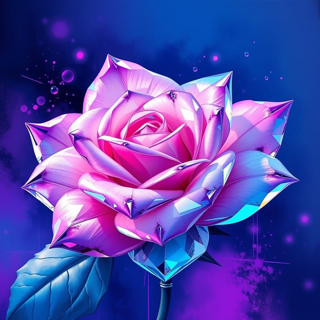 Crystal Rose Geometric Crystal in Vibrant Pastel Hues