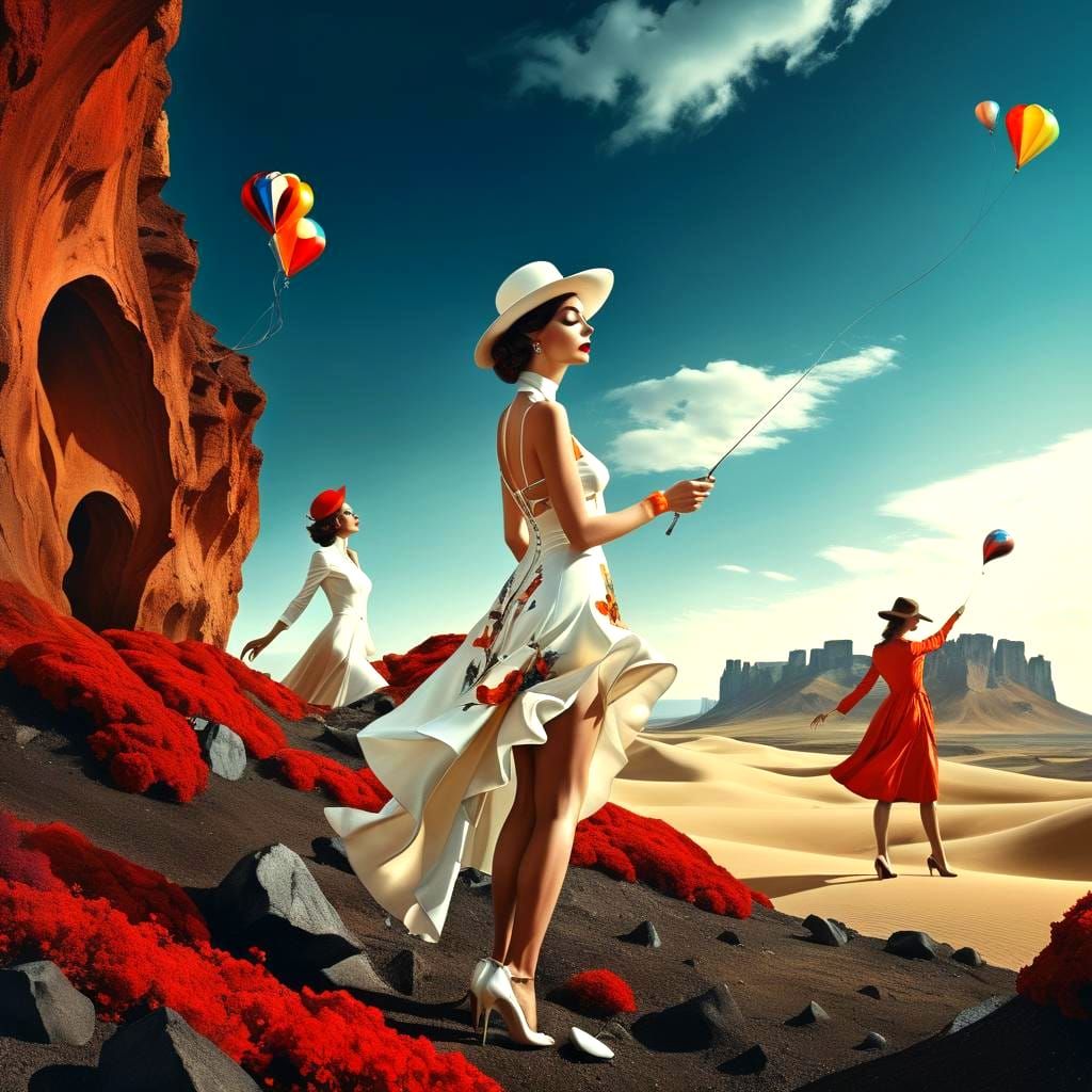 Surreal Woman in a Fantastic Landscape