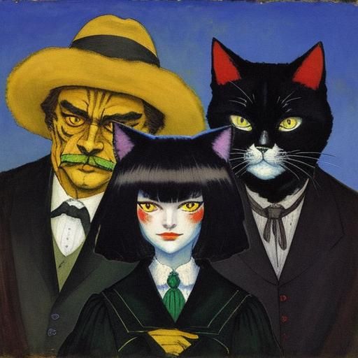 Cat, advocat and devil barrister 
By Emil Nolde and Mikhail ...