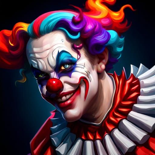 happy clown face head and shoulders portrait, 8k resolution concept art portrait by Greg Rutkowski, Artgerm, ...  by @Patsy 