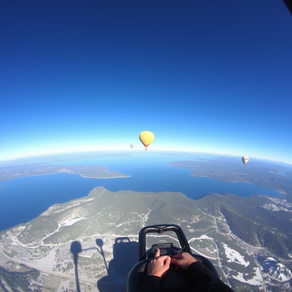 Hot Air Balloon Over Lake Tahoe