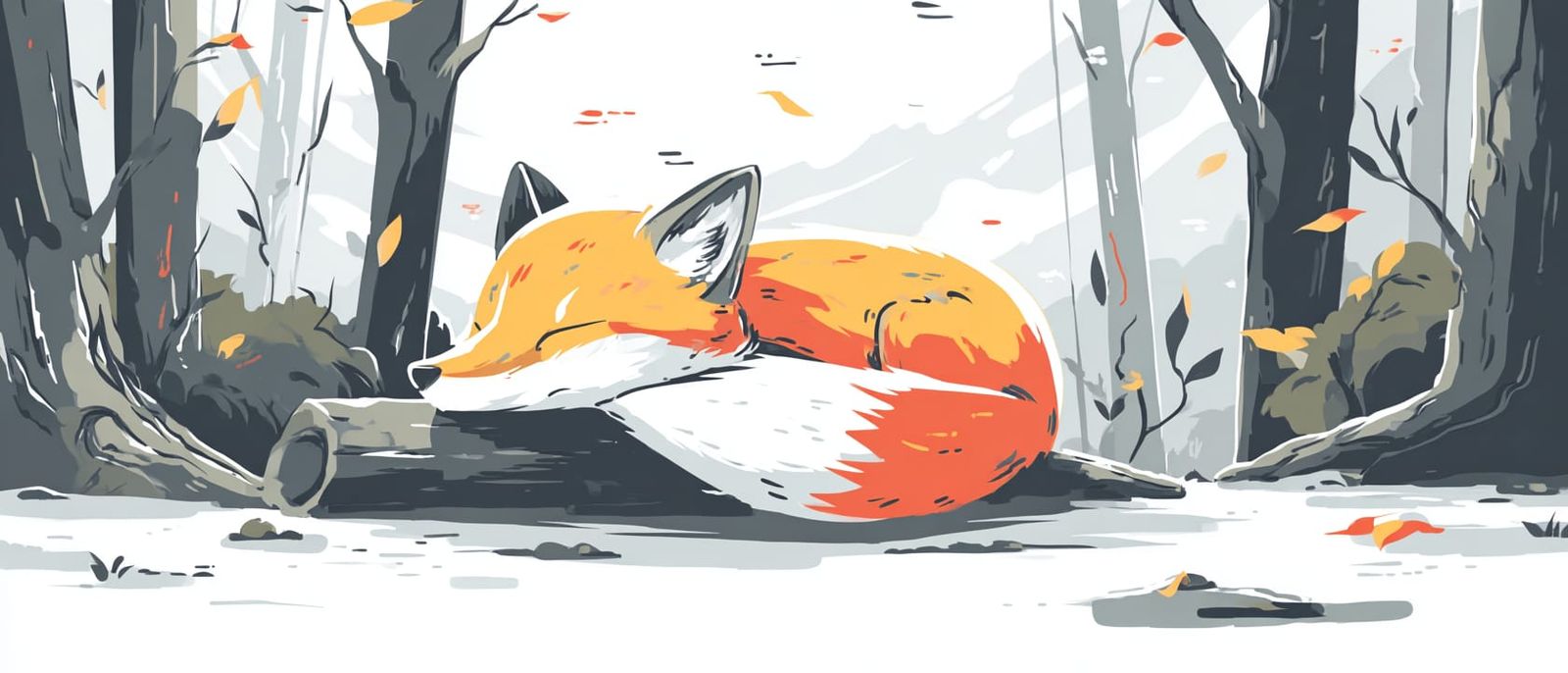 Sleepy Fox in the Snow