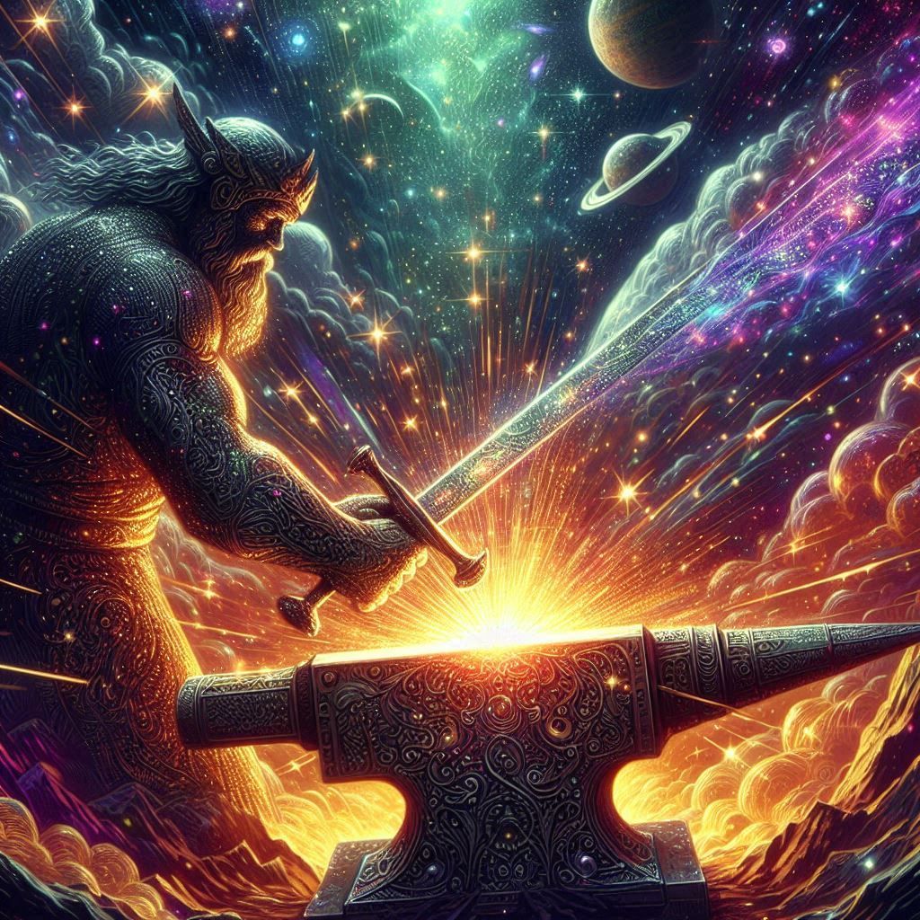 Hephaestus forging a sword