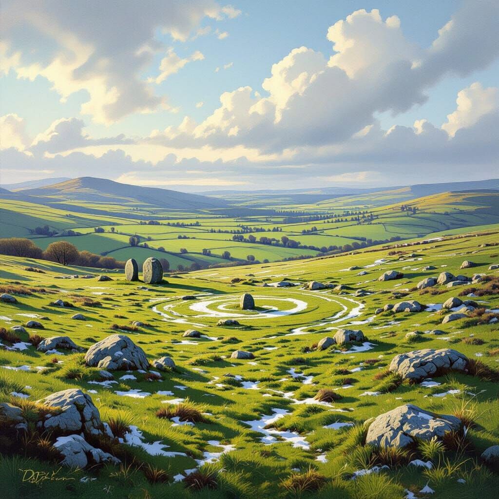 Vast Avalonian moorlands in early spring