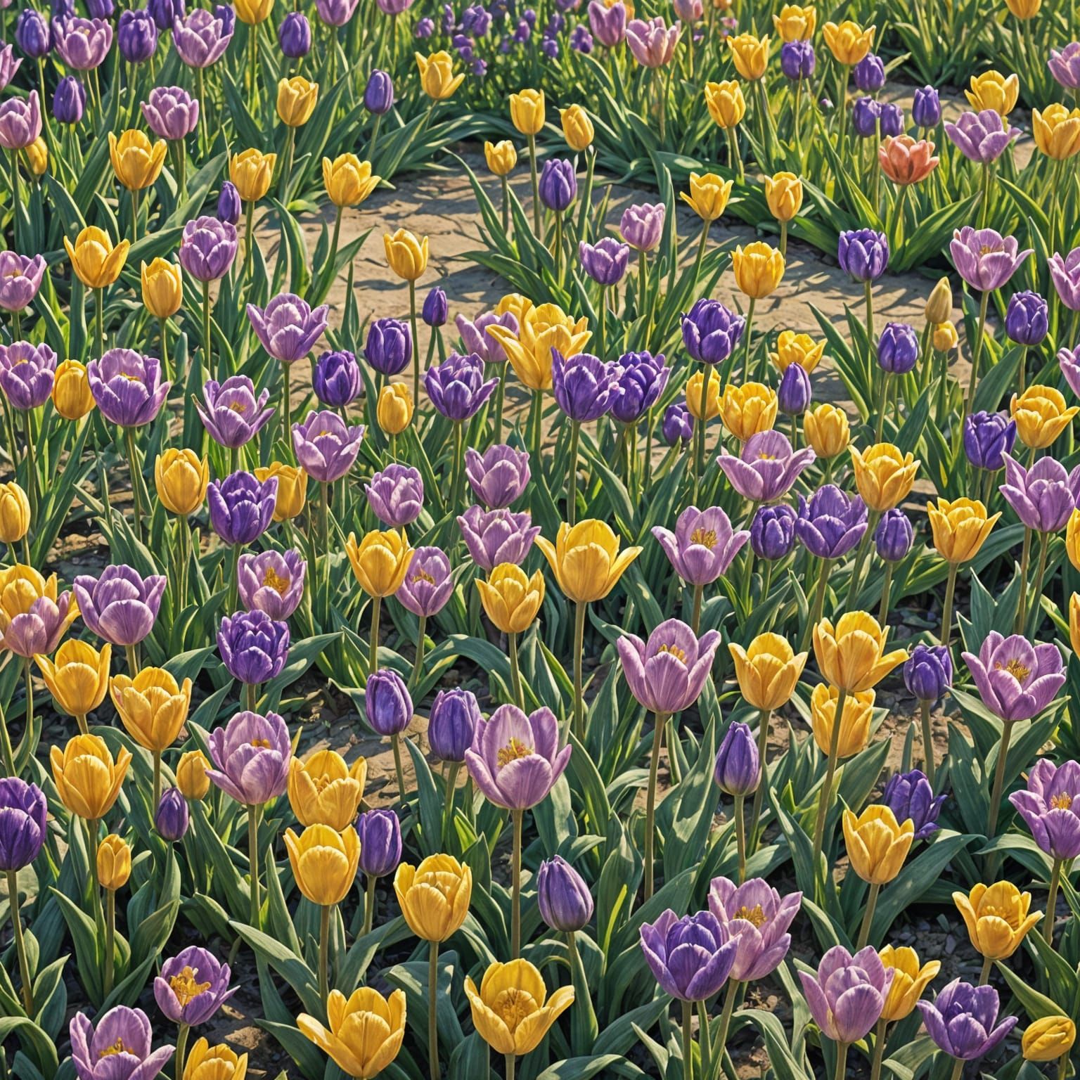 lavendar and yellow tulips