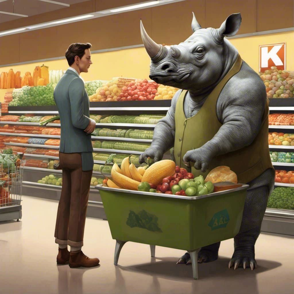 A Rhino Supermarket Employee  by @Hintero