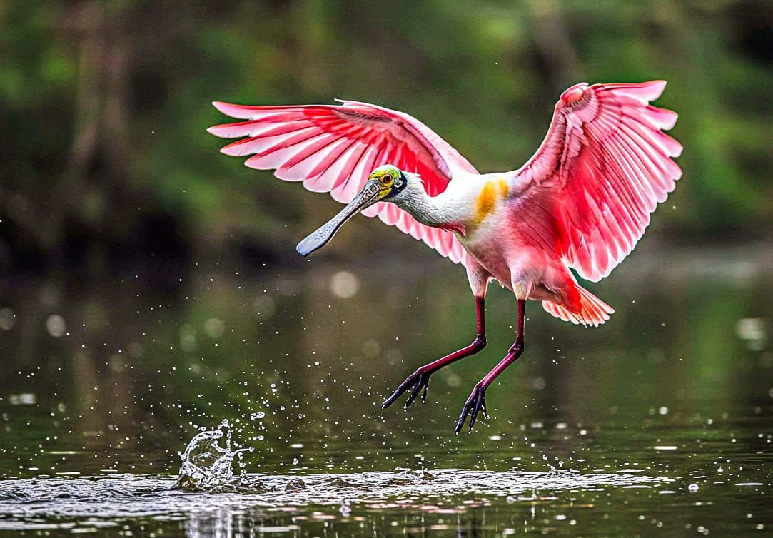 Roseate Spoonbill About to Land