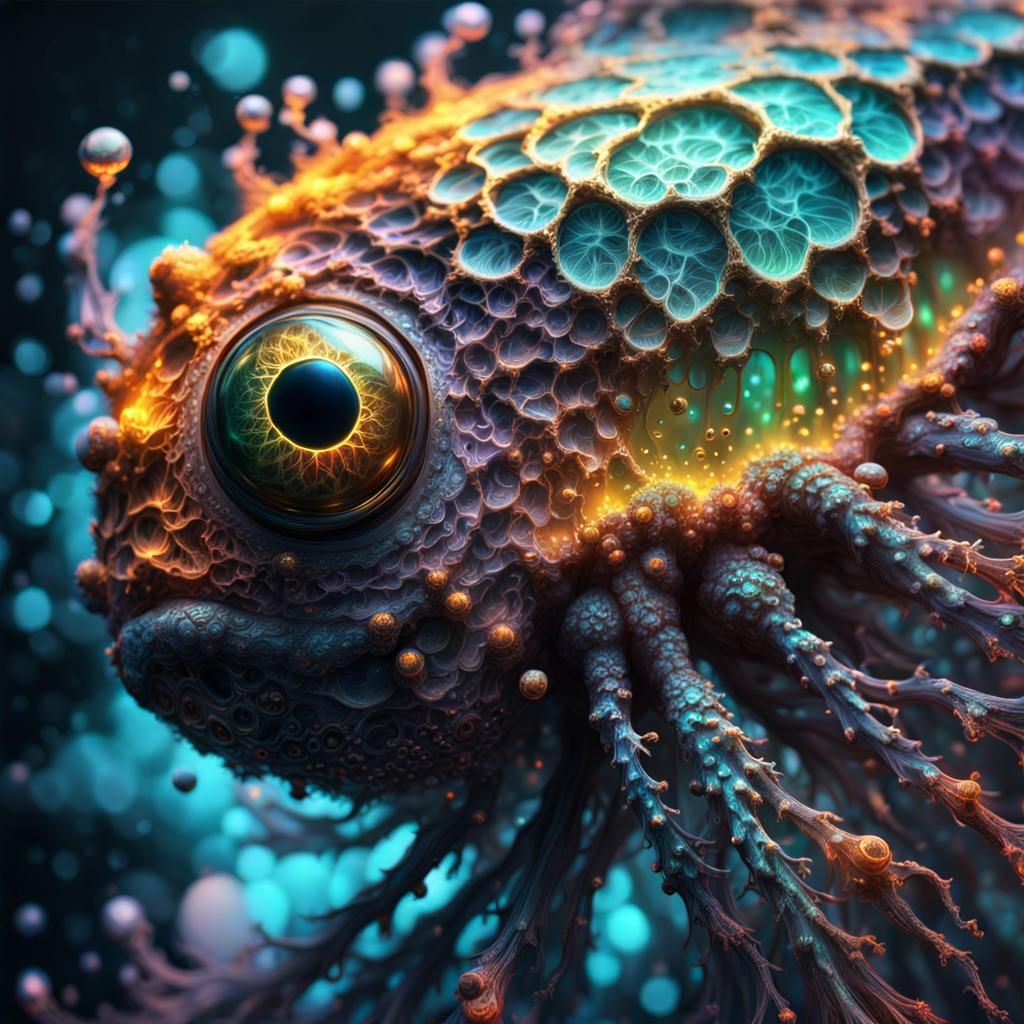 Microscopic fish creature  by @Tiny Pearl Cat
