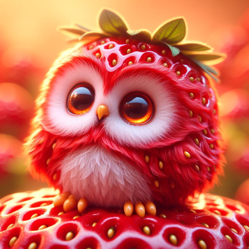 Strawberry Owl - AI Generated Artwork - NightCafe Creator