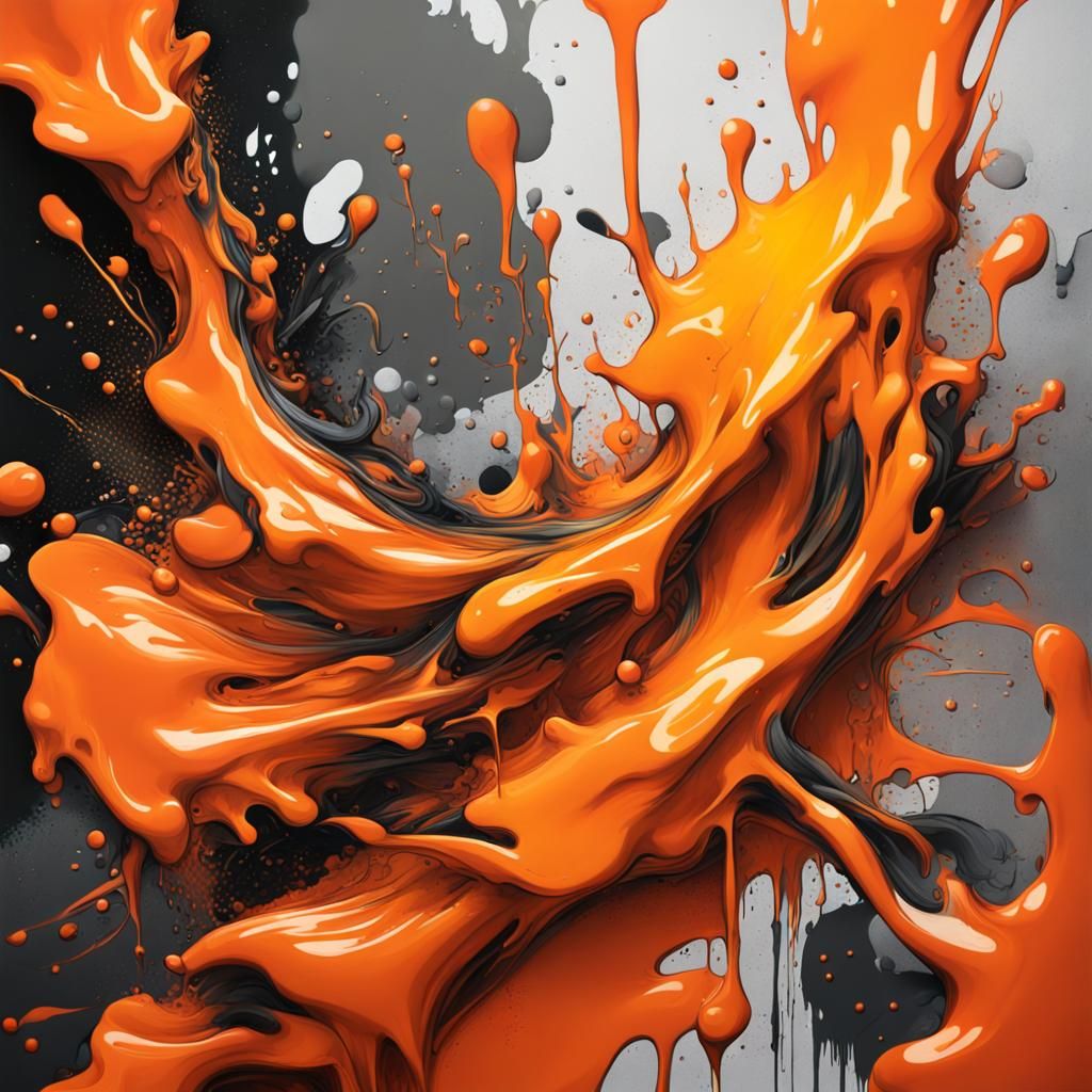 Orange splashes on black