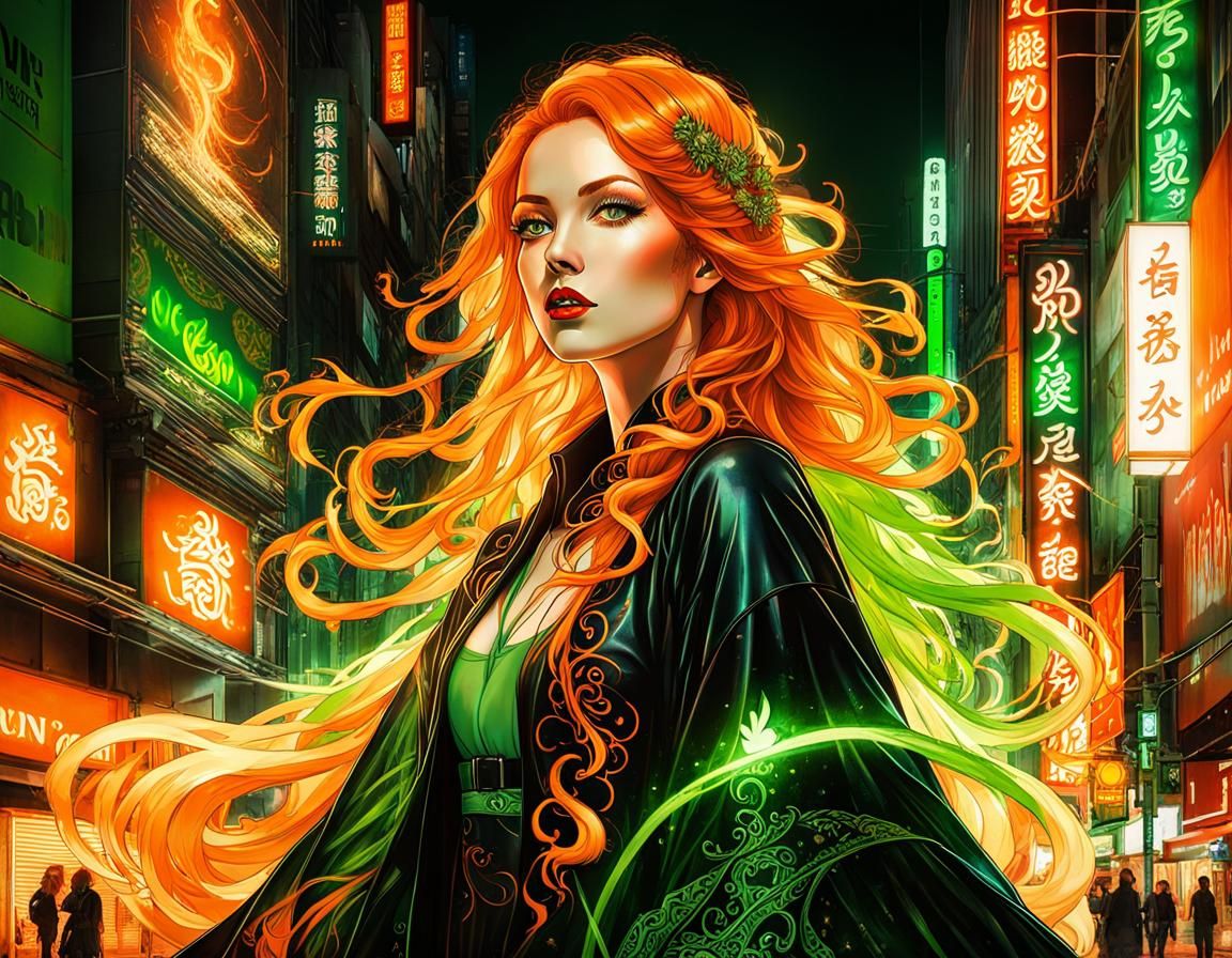 Irish Girl in Ginza Neon-lit Street  by @haightash wong