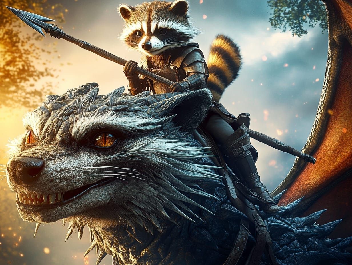 Rustlewing - Raccoon Dragon Rider