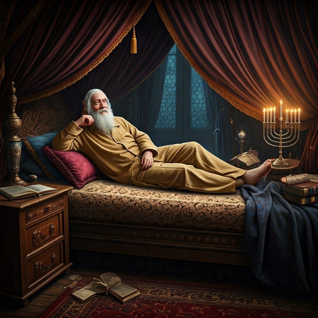 Elderly Hasidic Man in a Mystical, Dreamlike Setting